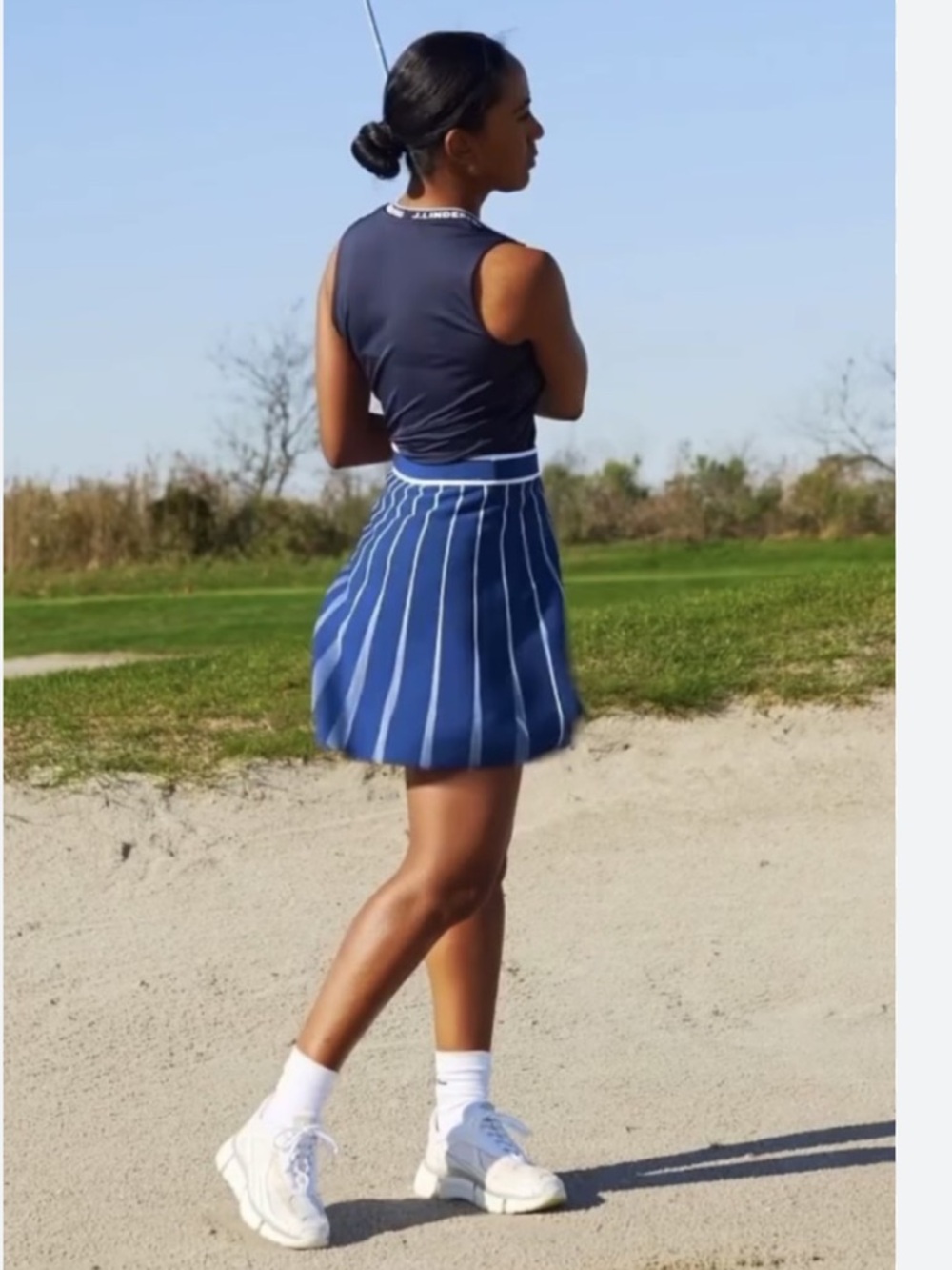 J. Lindeberg Pleated Nautical Navy Knit Skirt - Picture 2 of 8